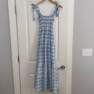 Mi Golondrina Light Blue & White Gingham Valeria Dress